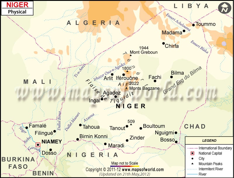 Physical Map of Niger