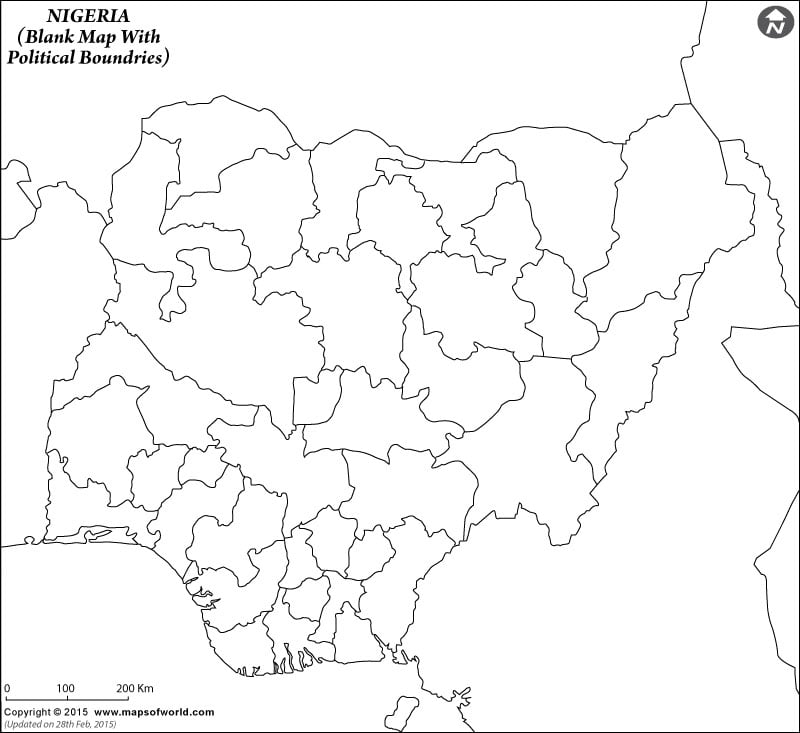 Nigeria Blank Map With Poltical Boundries