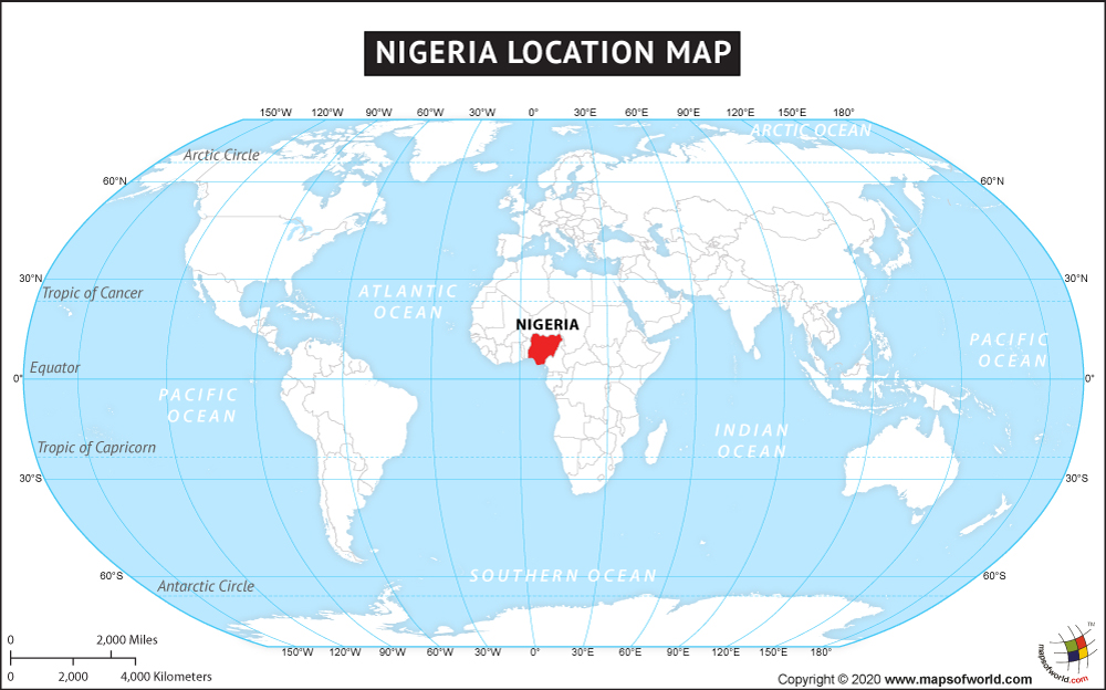 Nigeria On A Map Of The World Nigeria – Mapsofworld.com