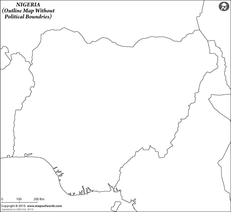 Nigeria Outline Map Without Political Boundries