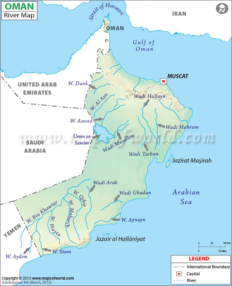 Oman River Map