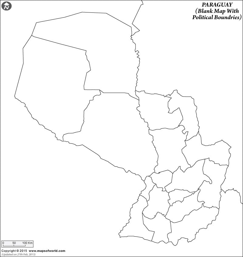 Paraguay Blank Map With Poltical Boundries
