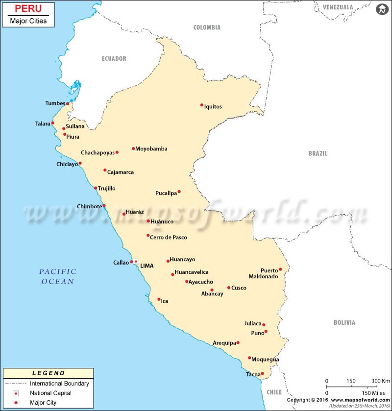 Map of Peru with Cities