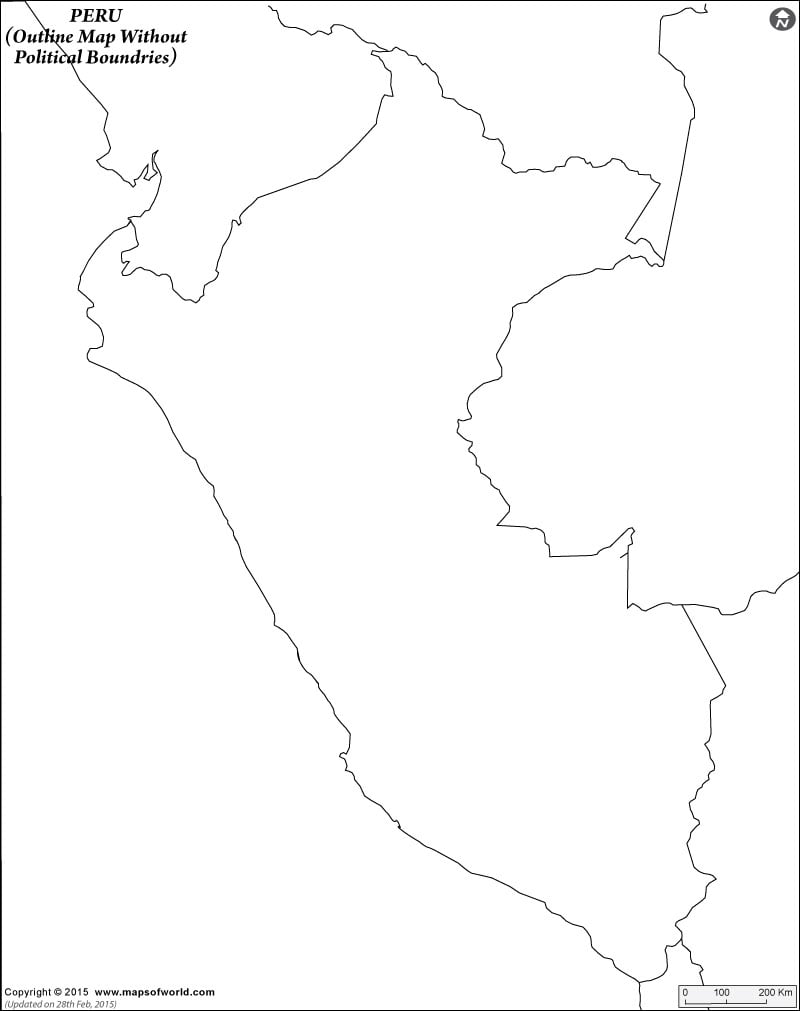 Peru Outline Map Without Political Boundries