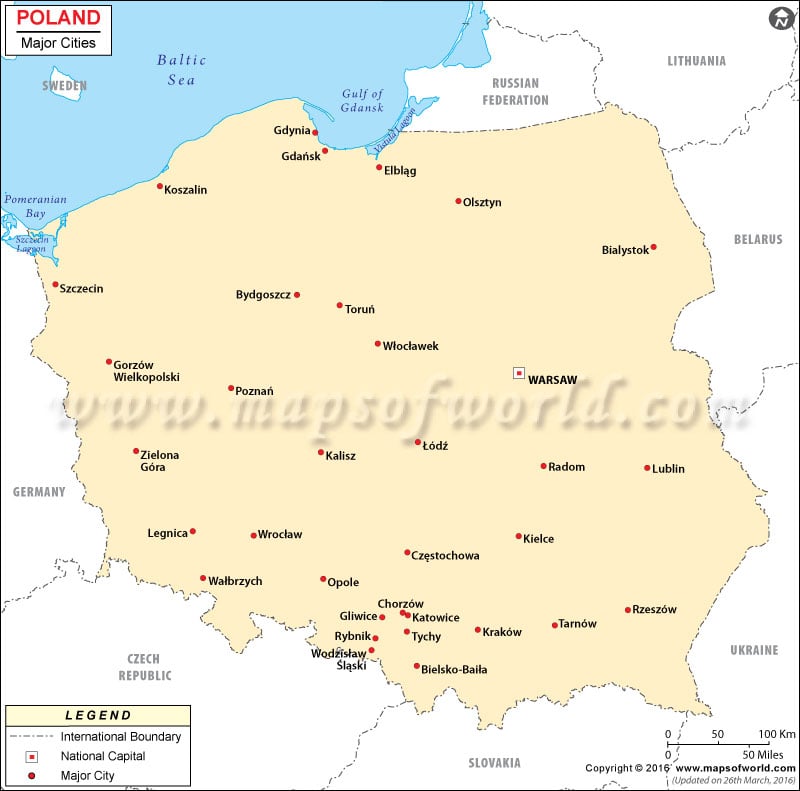 Map of Poland Cities