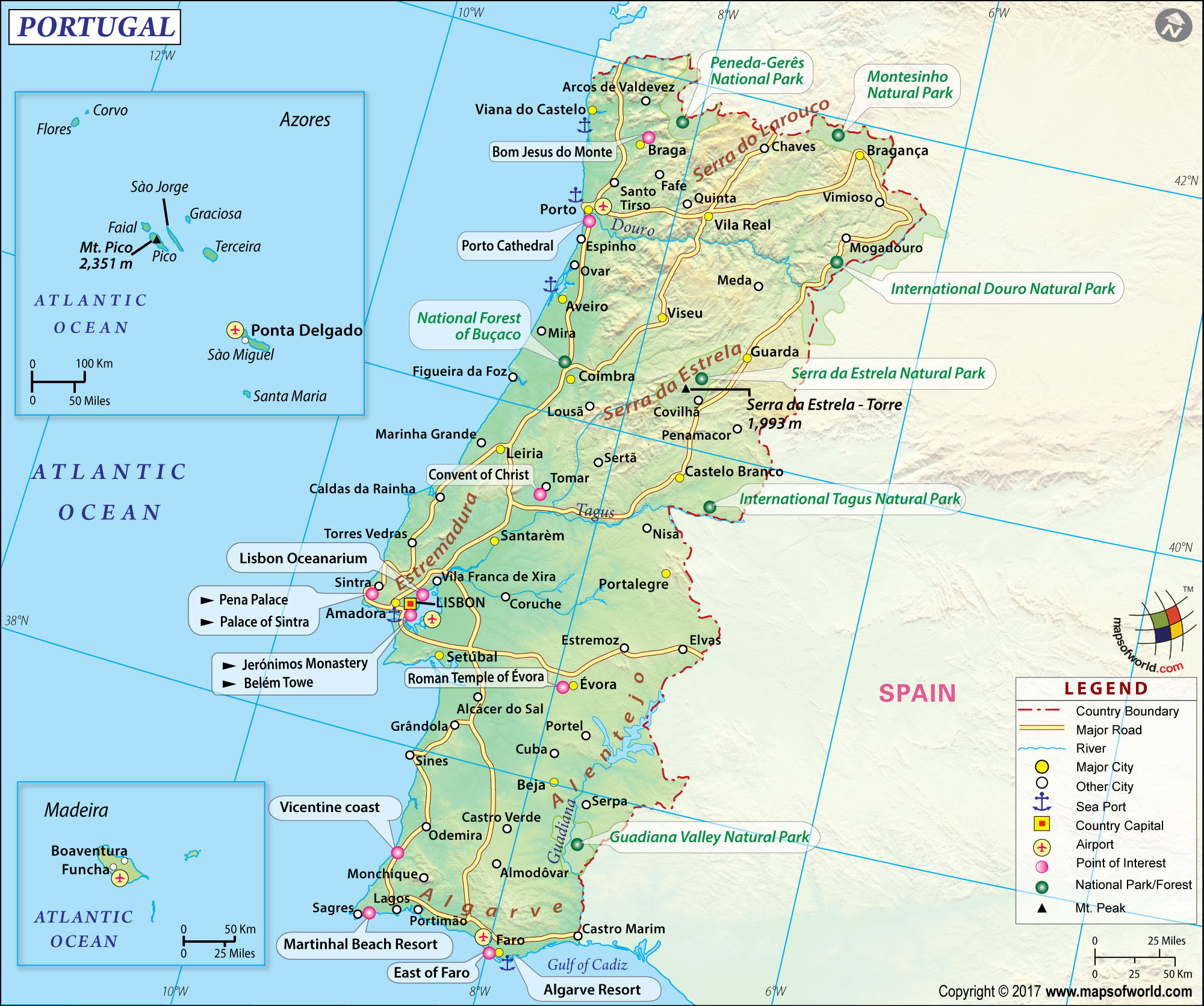 Portugal Map  HD Map of the Portugal to Free Download