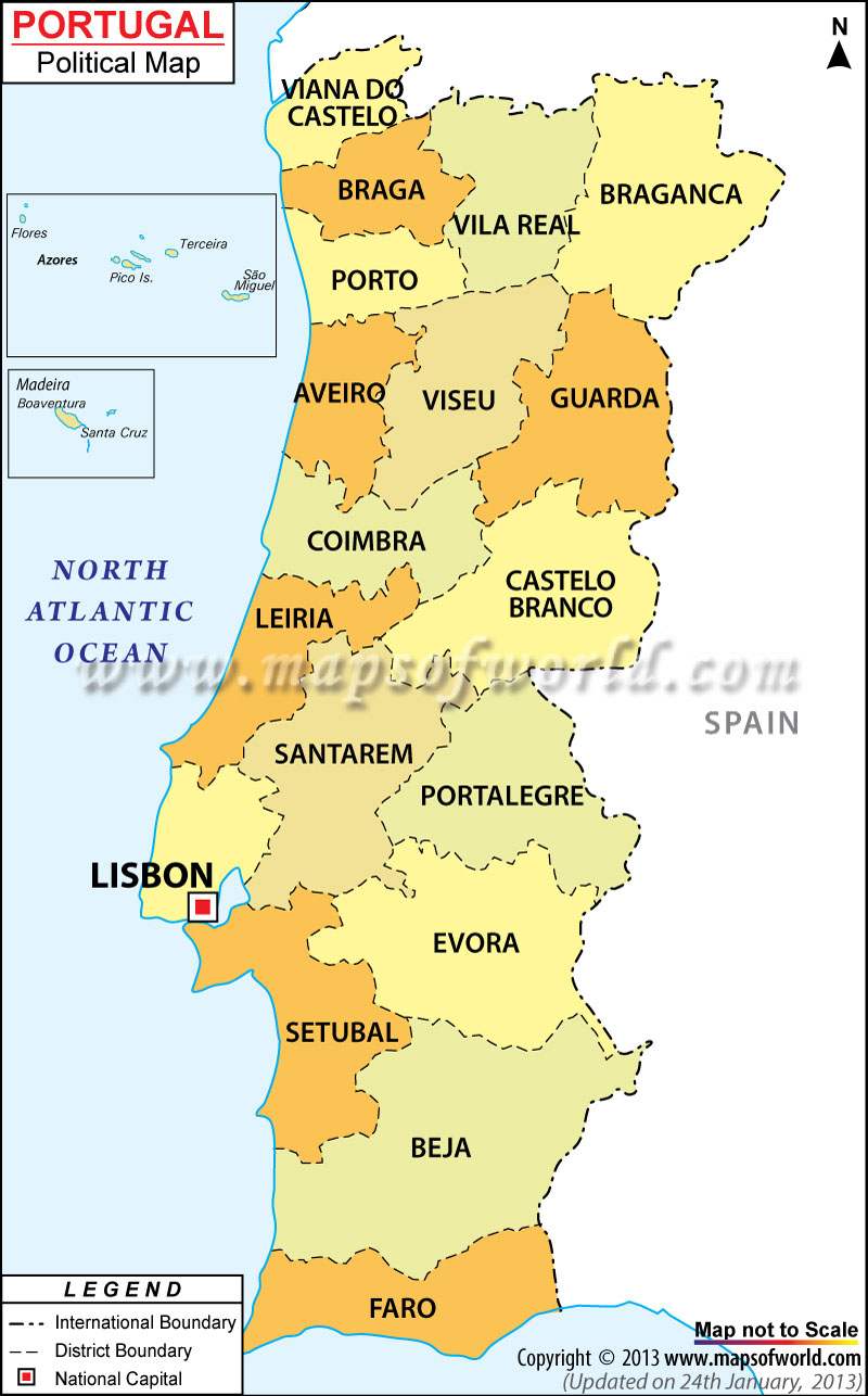 Geopolitical map of Portugal, Portugal maps