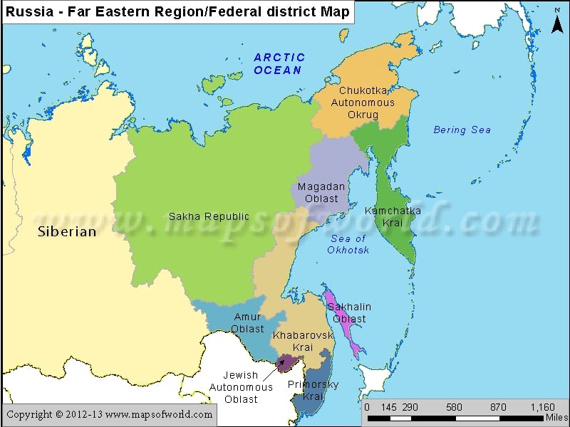 Russia Far Eastern region Map