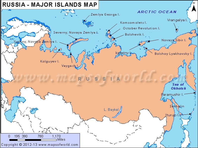 Russia Major Islands Map