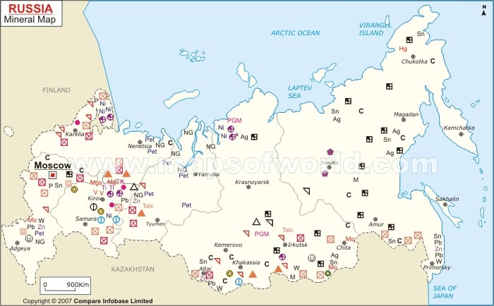 Russia Natural Resources Map