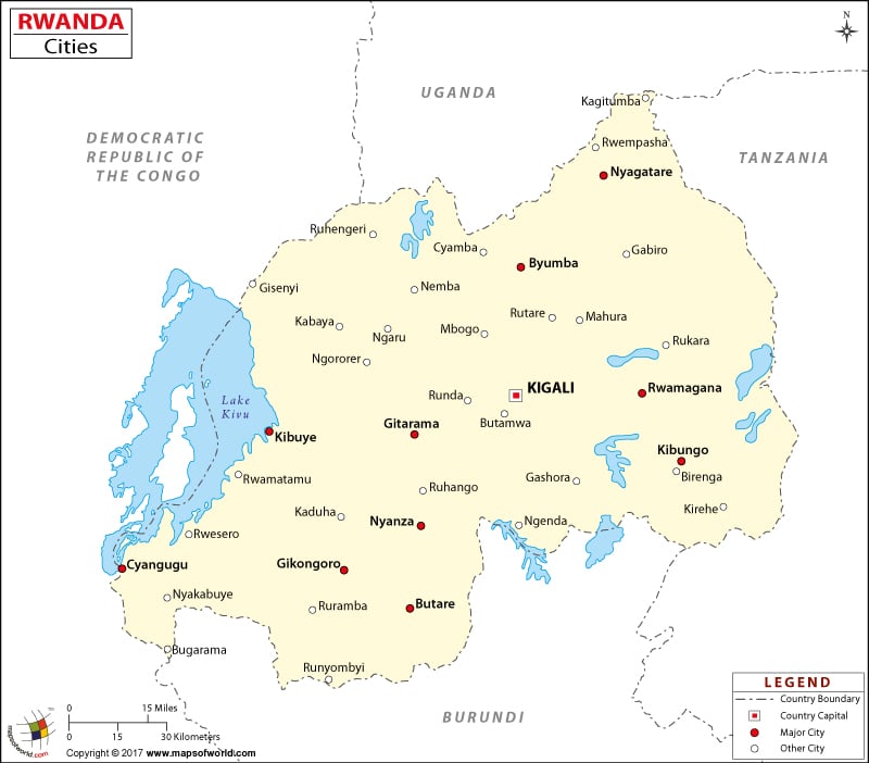 Rwanda Cities Map