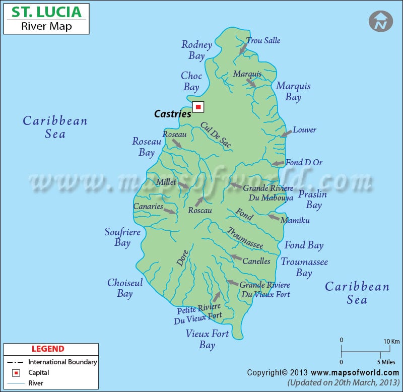 Saint Lucia River Map