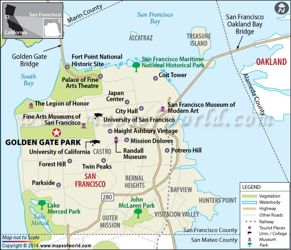 Location map of Golden Gate Park (San Francisco)