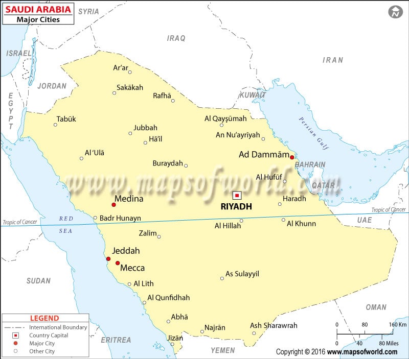 Saudi Arabia Cities Map