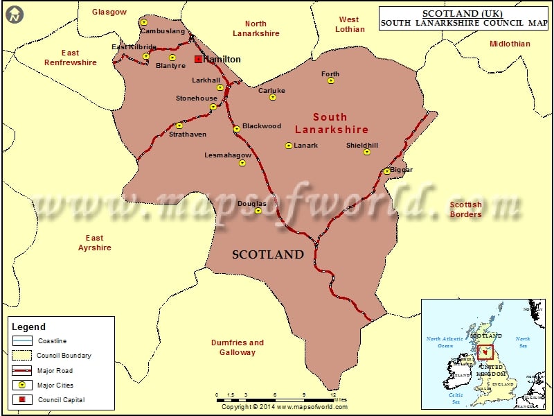 Map of South Lanarkshire Council
