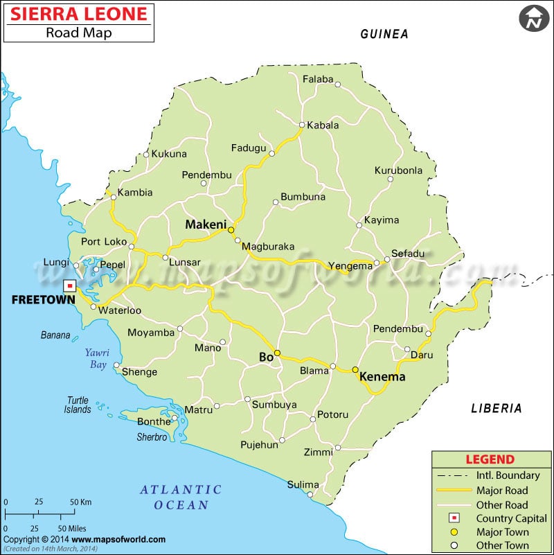 Sierra Leone Road Map