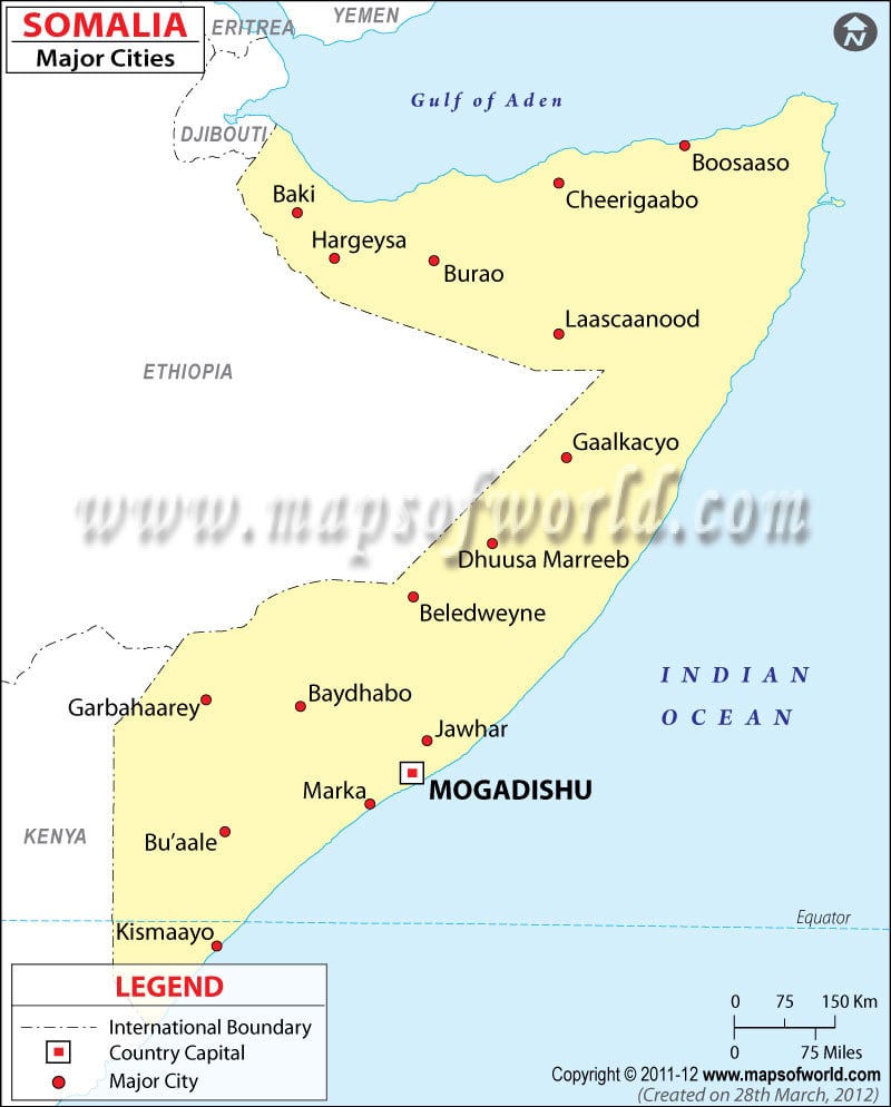 Somalia Cities Map