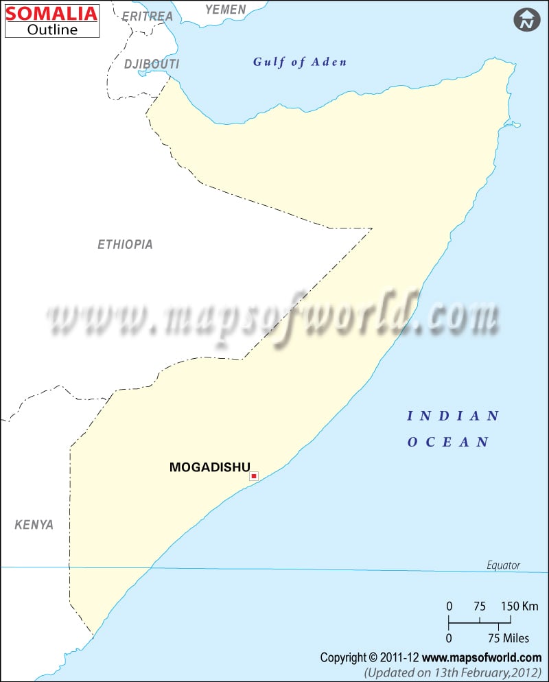 Somalia Outline Map