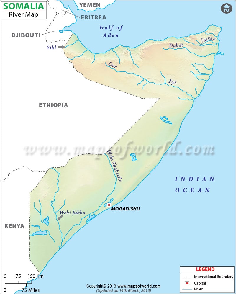Somalia Rivers Map