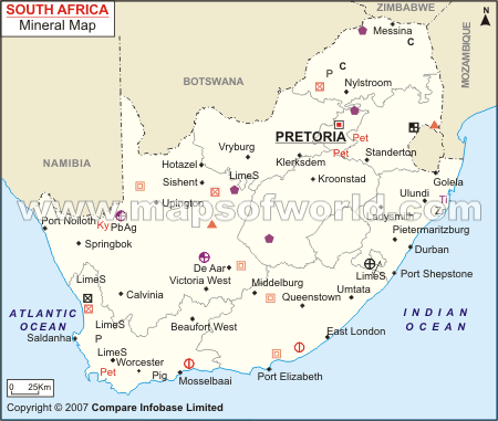 Natural Resources Map of South Africa