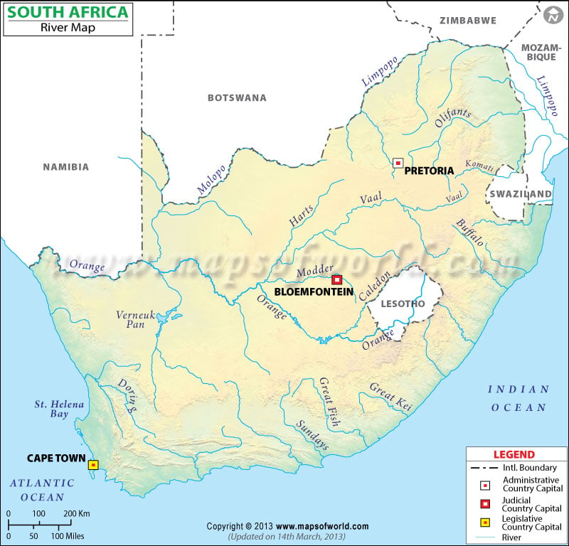 South African Rivers Map