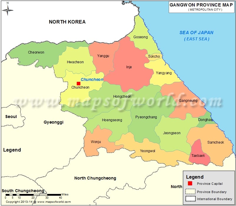 Map of Gangwon