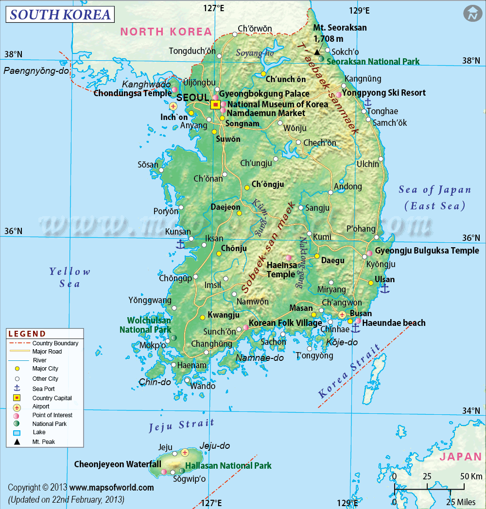 Map Of South Korea South Korea Map, Map Of South Korea