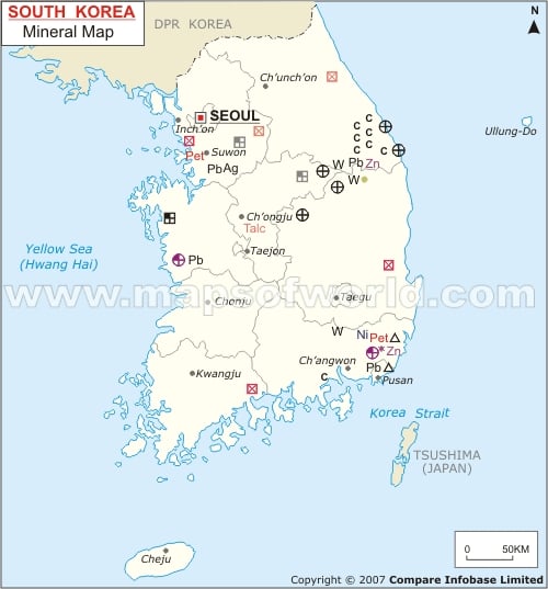 South Korea Mineral Map