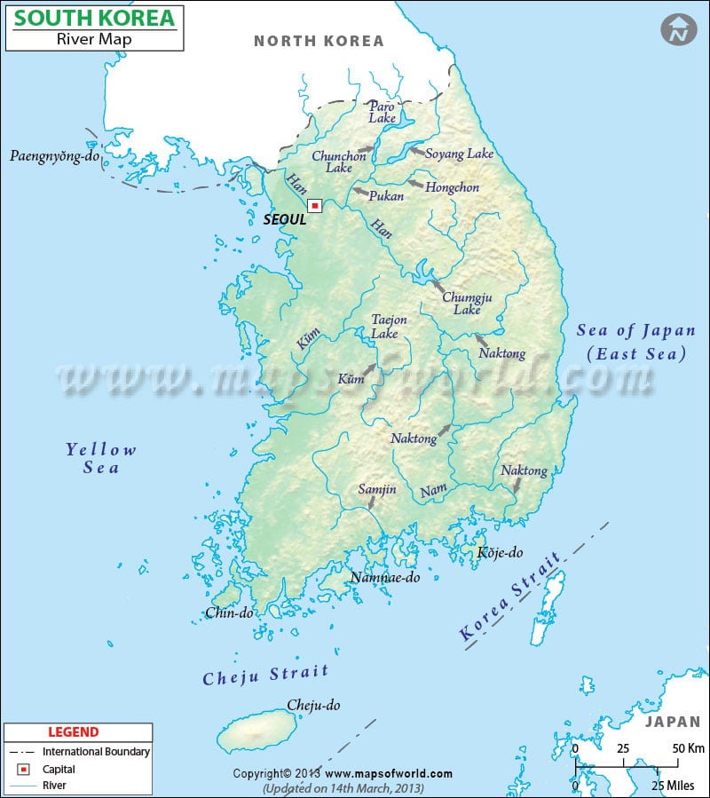 South Korea River Map
