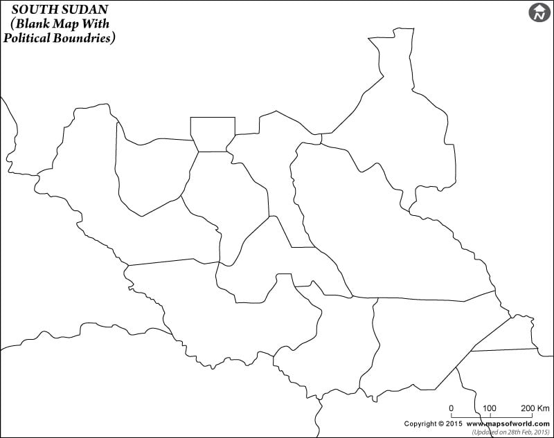 South Sudan Blank Map With Poltical Boundries