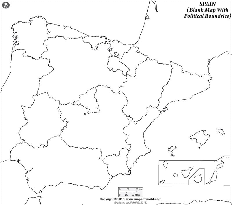 Spain Blank Map With Poltical Boundries