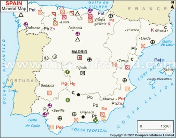 Spain Natural Resources Map