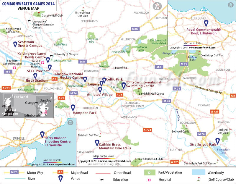 2014 Commonwealth Games Venues Map