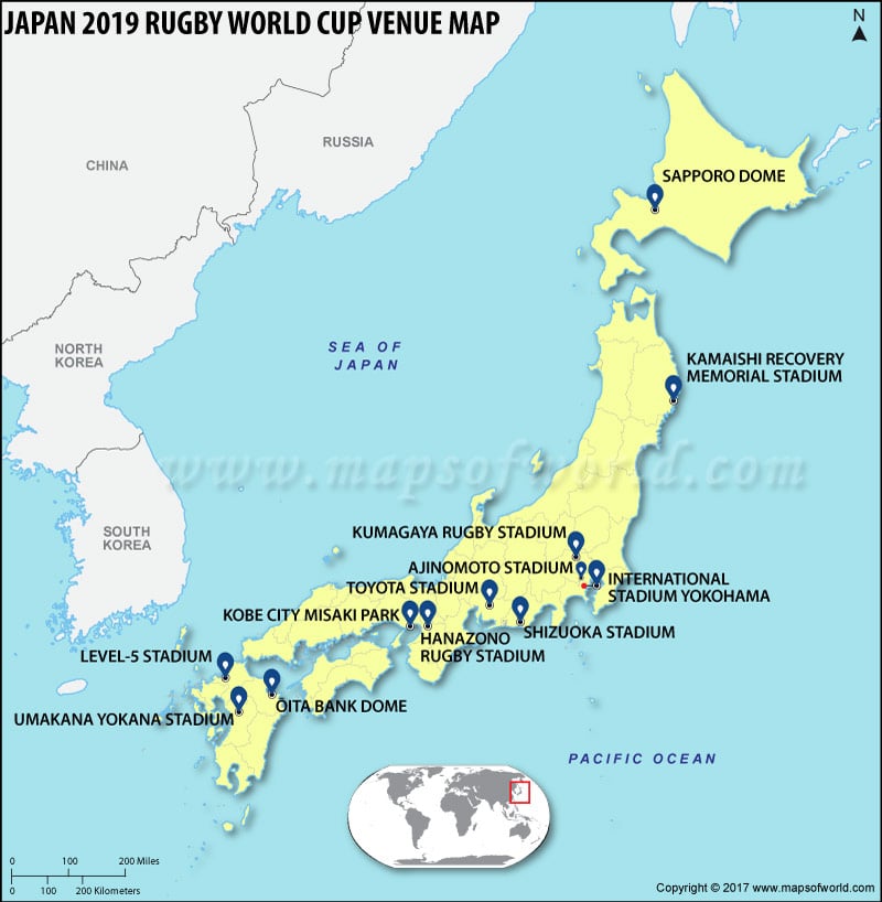 Japan 2019 Rugby World Cup Venues Map