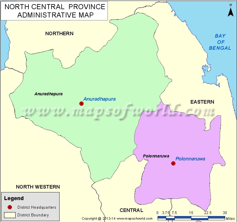 North Central Province Map, Sri Lanka