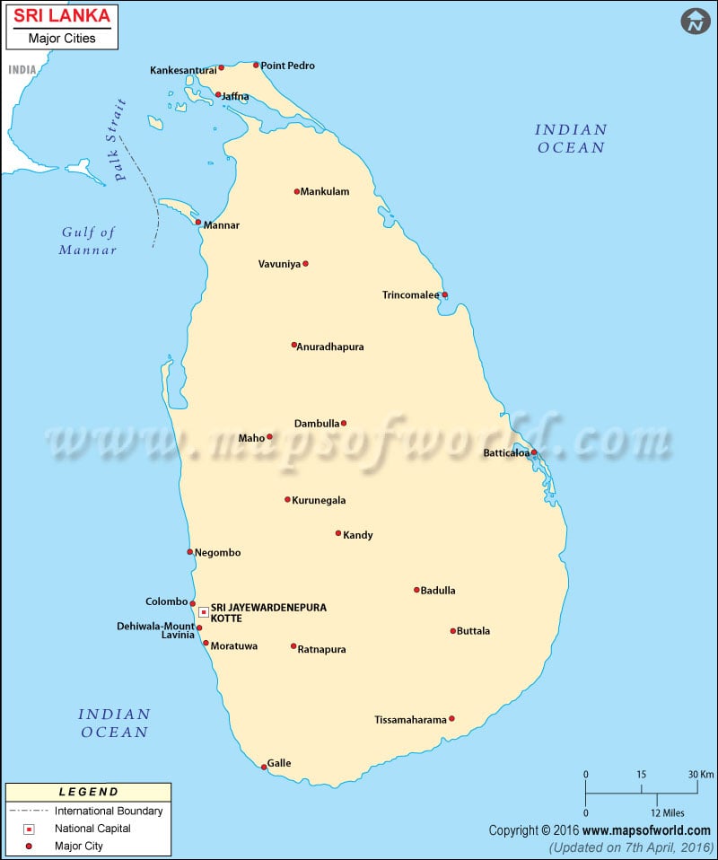 Sri Lanka Cities Map
