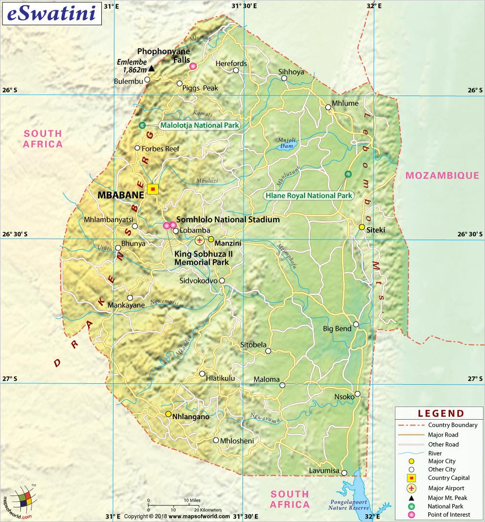 eSwatini (Swaziland) Map