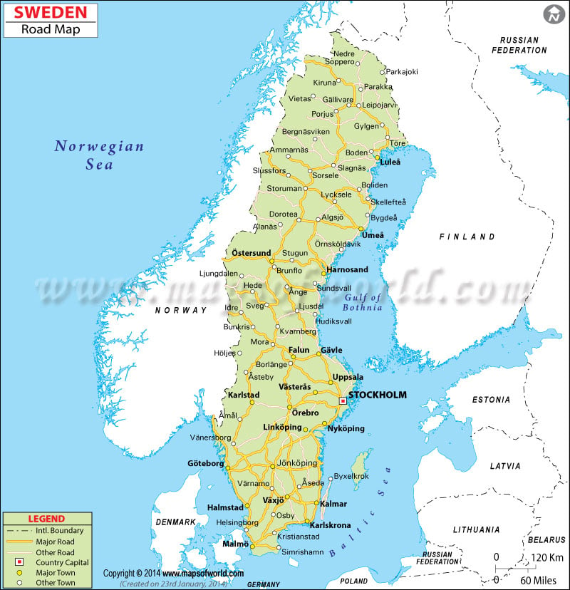 Road Map of Sweden