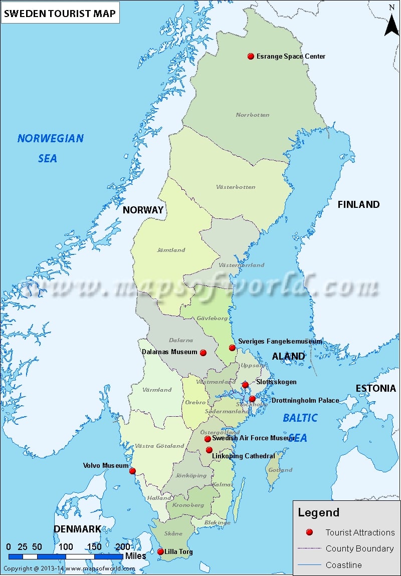 Tourist Map of Sweden