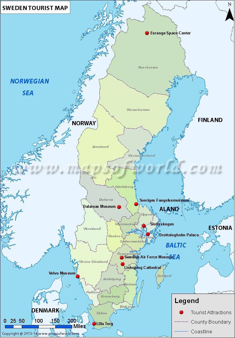 Tourist Map of Sweden