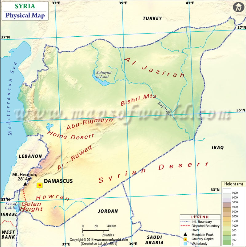 Physical Map of Syria