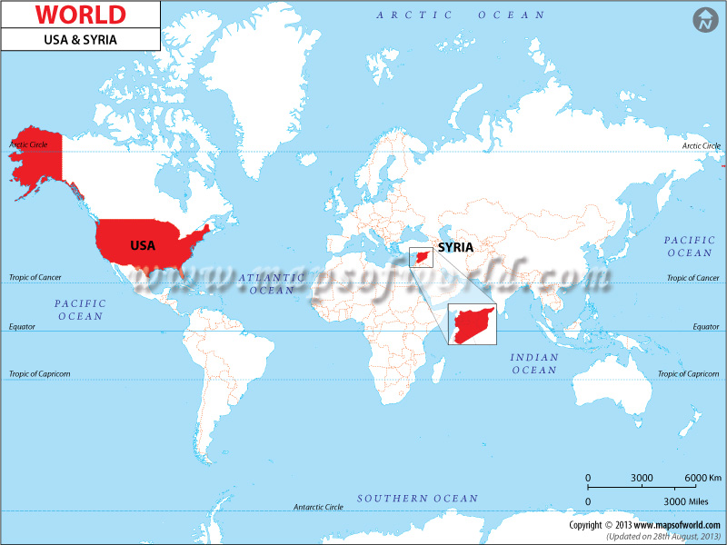 US and Syria on a Map