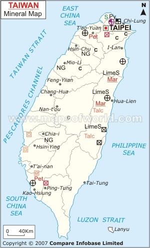 Taiwan Mineral Map | Natural Resources of Taiwan