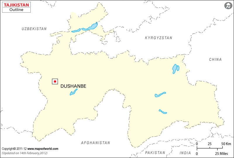 Blank Map of Tajikistan
