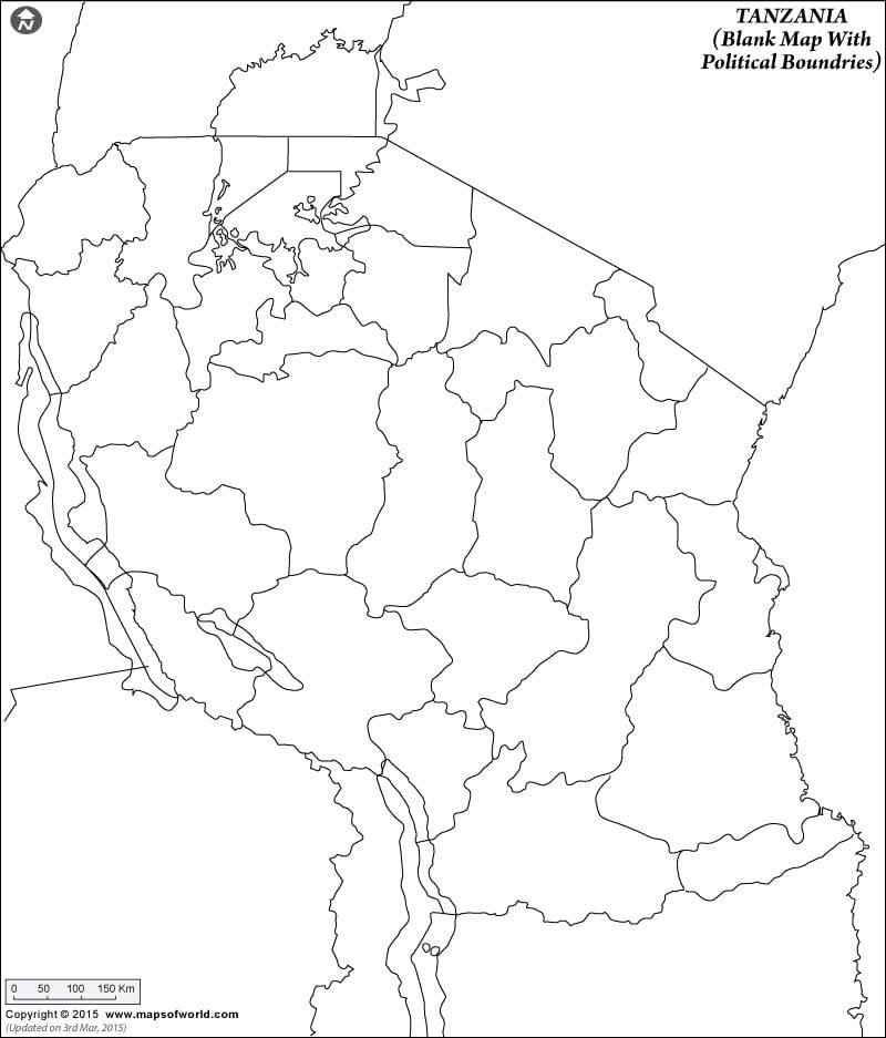 Tanzania Blank Map With Poltical Boundries