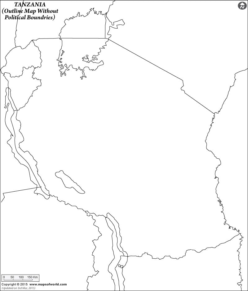 Tanzania Blank Map Without Poltical Boundries