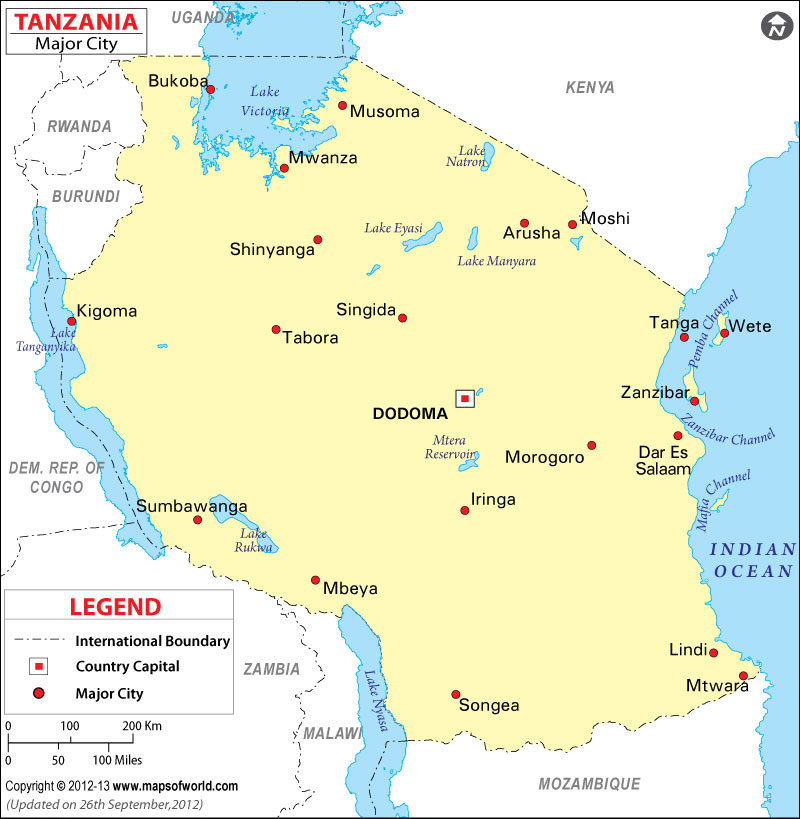 Tanzania Cities Map