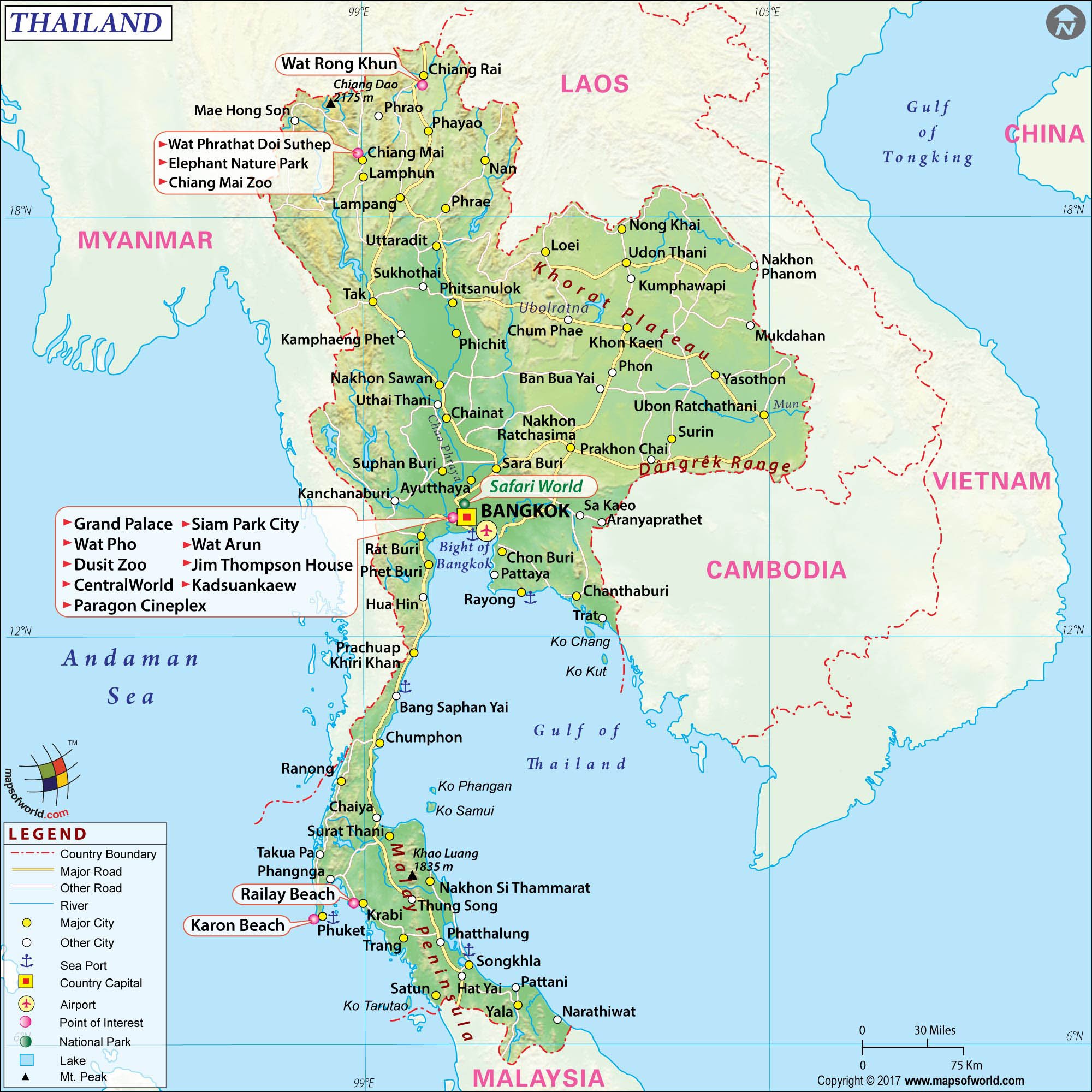 Large Thailand Map Image [2000 x 2210 pixel]