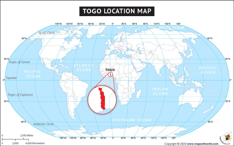 Togo on World Map