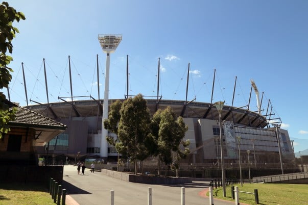 Majestic Ramparts of MCG with tall Light Towers